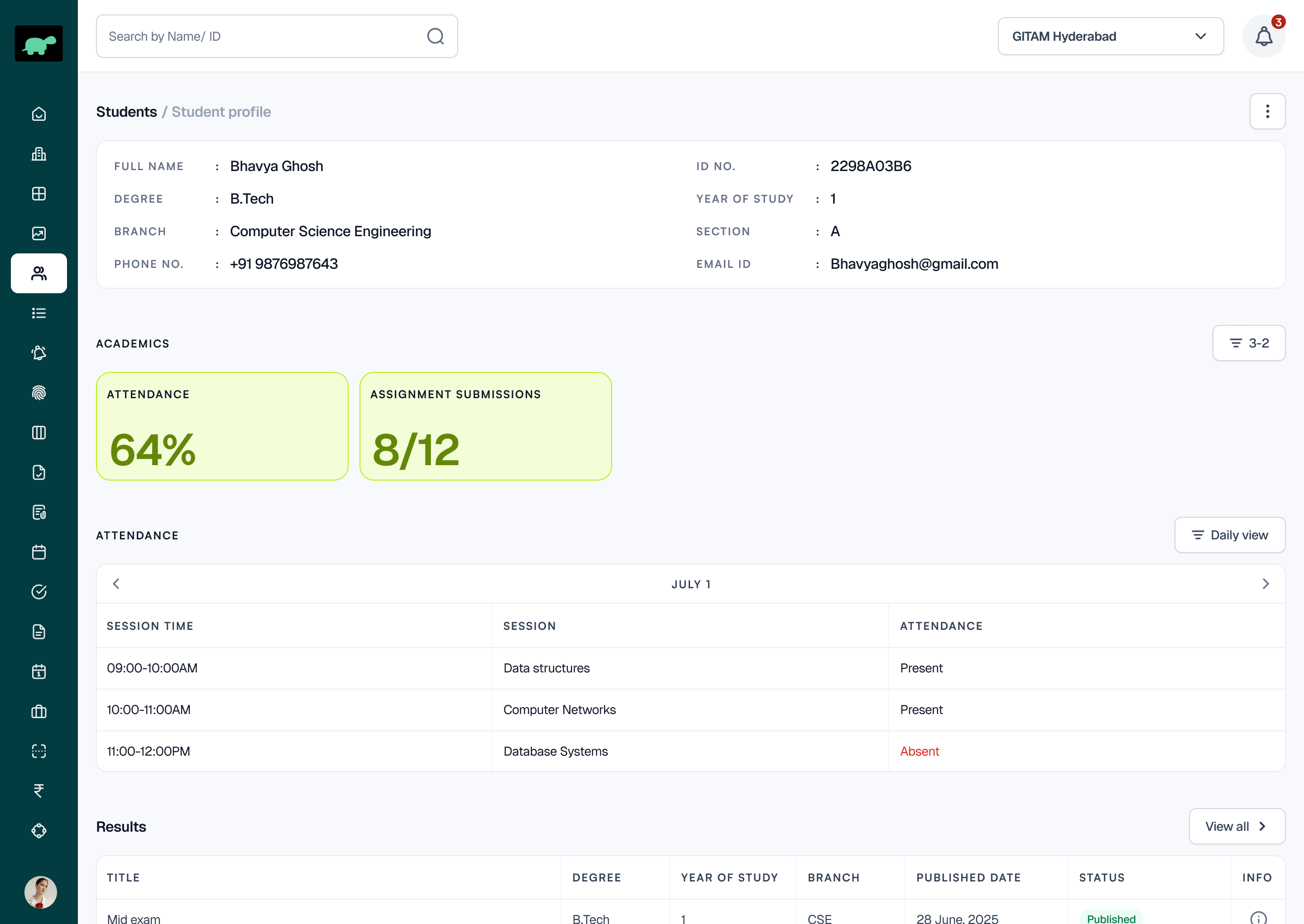 Students lifecycle dashboard